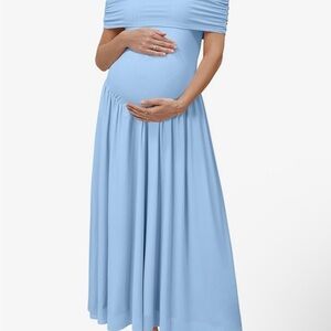Elegant Light Blue Maternity Dress
